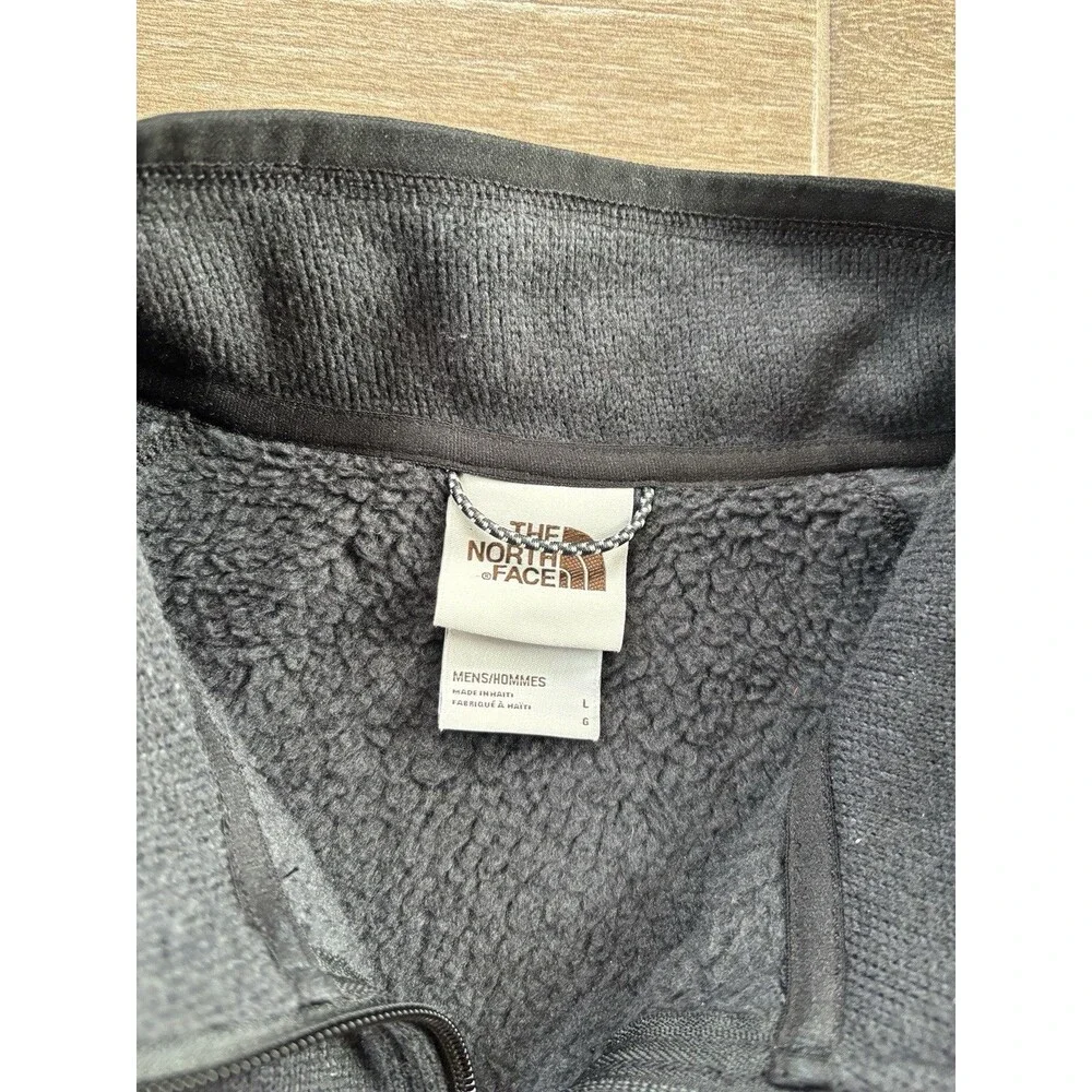 The North Face GORDON LYONS 1/4 Zip Sweater Knit Fleece Jacket‎ Black Size L EUC